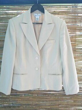 Donna Gray 14 Beige Lined Career Blazer Plus
